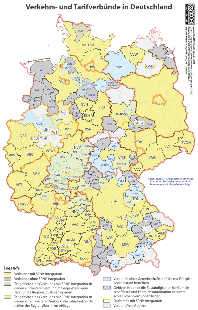 Χάρτης των Ενώσεων Ναύλων τζιαι Συγκοινωνιών της Γερμανίας